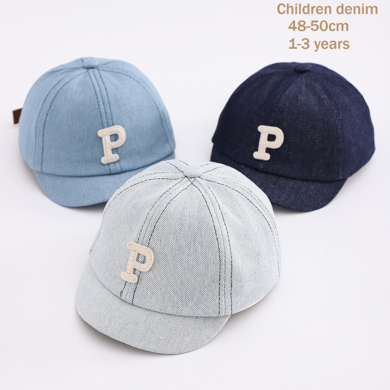 Hat Snapback Cap - Dziecięca dżinsowa czapka bejsbolówka 48-50cm, bawełniana,