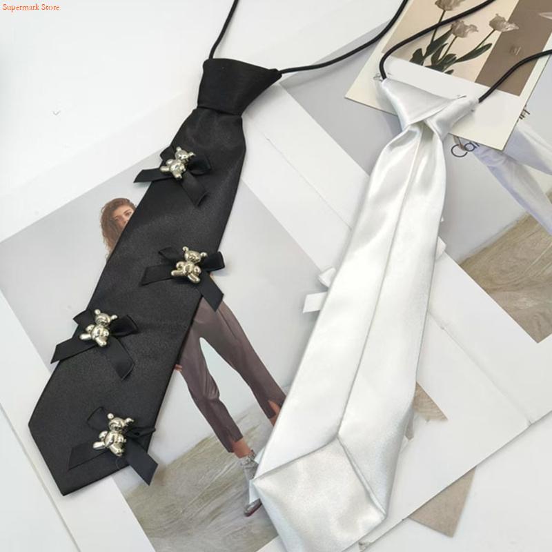 Men'S Accessories Premium - Q5WE Elegancki czarny krawat Premium tkanina