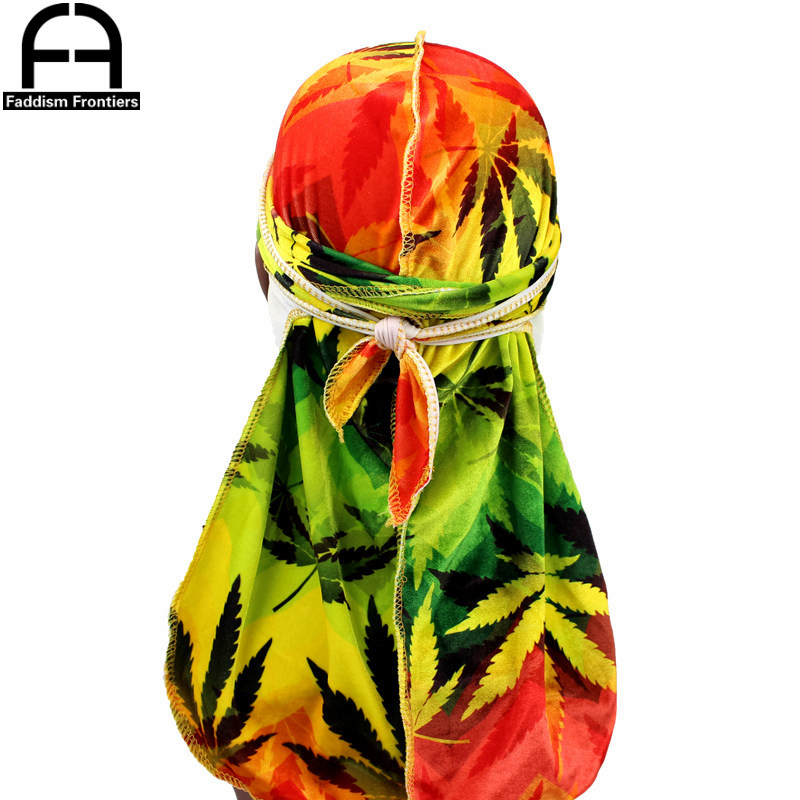 Men'S Accessories Premium - Premium męski nadruk liści Velvet Durags