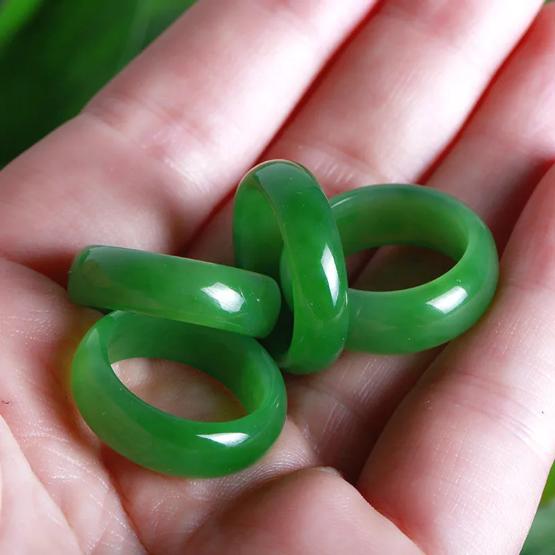 Men Accessories For Wedding - Naturalna zieleń Hetian Jade pierścień chiński